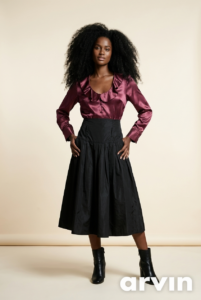 elegant satin two toned women dress